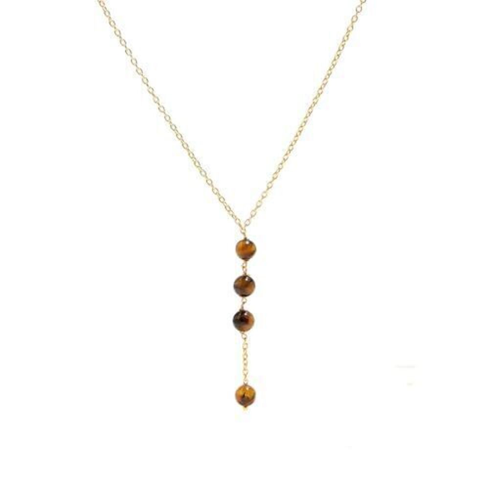 2285 Handmade Tiger Eye Lariat Necklace – Natural Gemstone Jewelry – 16+2
